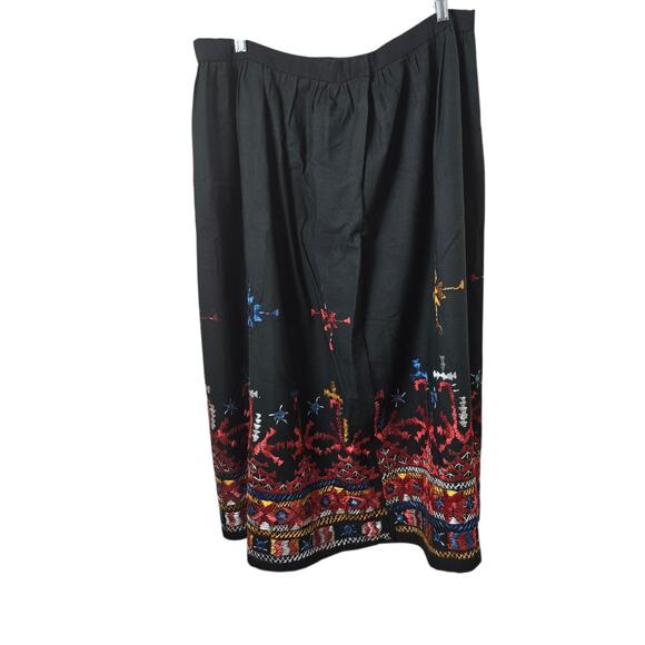 Custom Made Black Cotton Kutchi Colorful Embroidery Mirror Image Long Skirt XL - Picture 2 of 11
